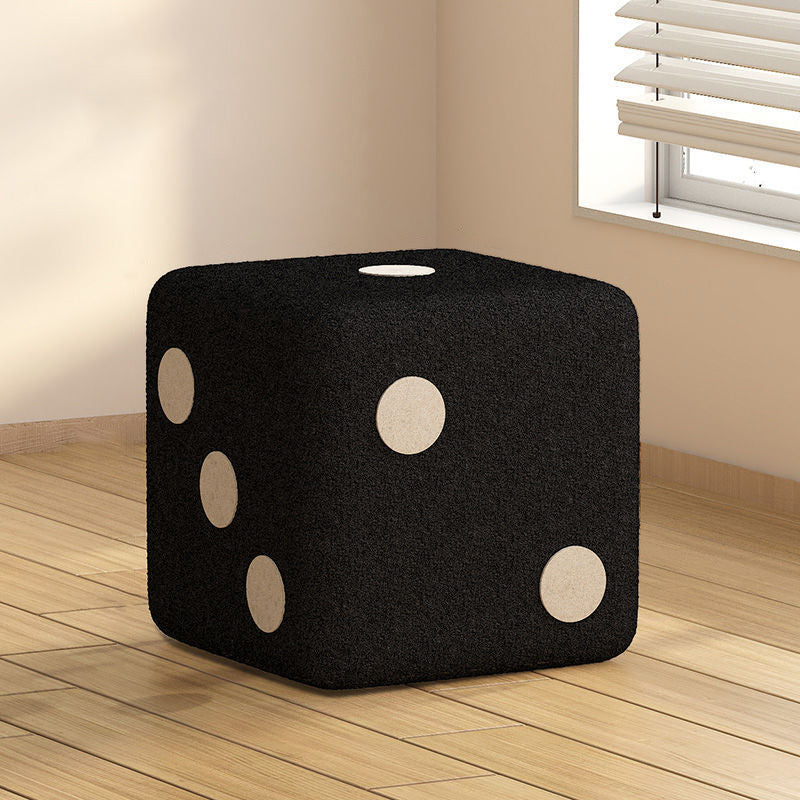Contemporary Creative Cube Dice Sherpa Fabric Wood Chair Backless Armless For Living Room