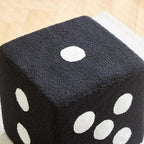 Contemporary Creative Cube Dice Sherpa Fabric Wood Chair Backless Armless For Living Room