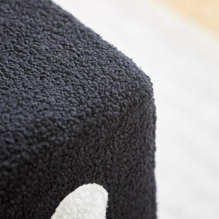 Contemporary Creative Cube Dice Sherpa Fabric Wood Chair Backless Armless For Living Room