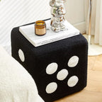 Contemporary Creative Cube Dice Sherpa Fabric Wood Chair Backless Armless For Living Room