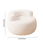 Taburete bajo moderno minimalista de tela de borreguillo color crema — Estructura de madera maciza, diseño sin reposabrazos para sala de estar