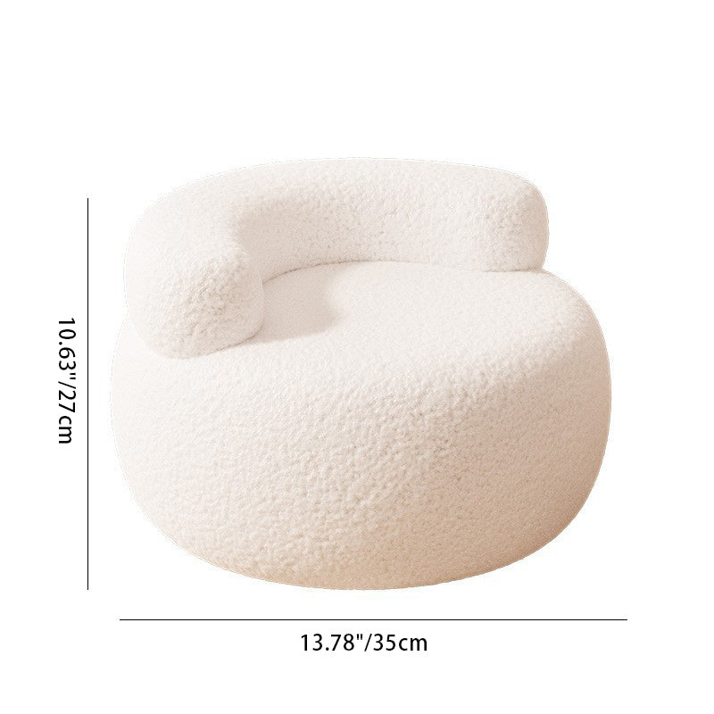 Taburete bajo moderno minimalista de tela de borreguillo color crema — Estructura de madera maciza, diseño sin reposabrazos para sala de estar