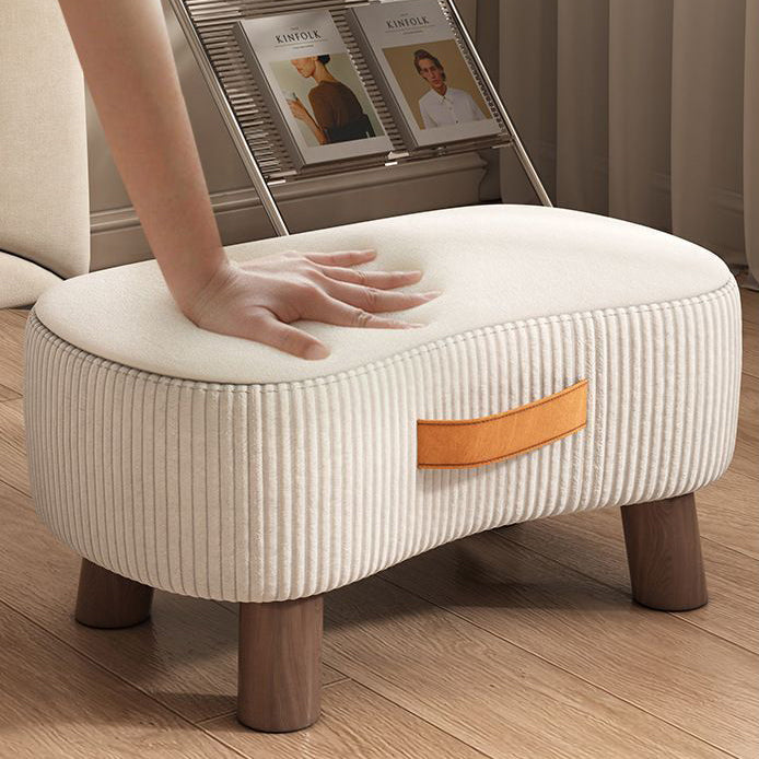Contemporary Nordic Cuboid Portable Synthetic Fabric Pine Footstool Backless Armless For Living Room