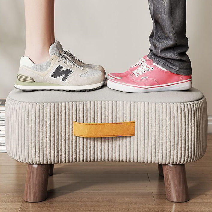 Contemporary Nordic Cuboid Portable Synthetic Fabric Pine Footstool Backless Armless For Living Room
