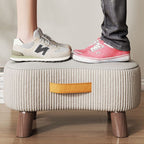 Contemporary Nordic Cuboid Portable Synthetic Fabric Pine Footstool Backless Armless For Living Room