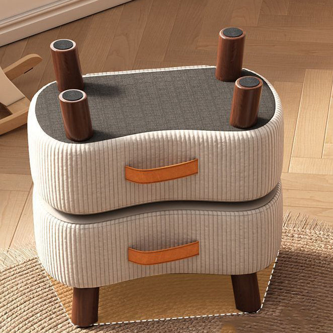 Contemporary Nordic Cuboid Portable Synthetic Fabric Pine Footstool Backless Armless For Living Room