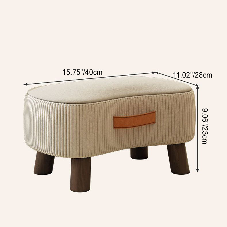 Contemporary Nordic Cuboid Portable Synthetic Fabric Pine Footstool Backless Armless For Living Room