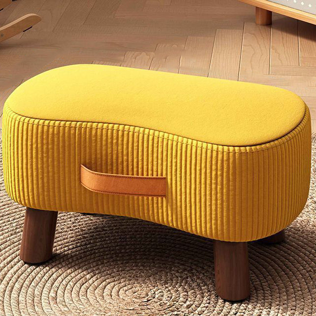Contemporary Nordic Cuboid Portable Synthetic Fabric Pine Footstool Backless Armless For Living Room