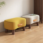 Contemporary Nordic Cuboid Portable Synthetic Fabric Pine Footstool Backless Armless For Living Room