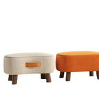 Contemporary Nordic Cuboid Portable Synthetic Fabric Pine Footstool Backless Armless For Living Room