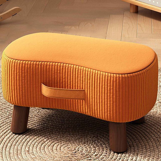 Contemporary Nordic Cuboid Portable Synthetic Fabric Pine Footstool Backless Armless For Living Room