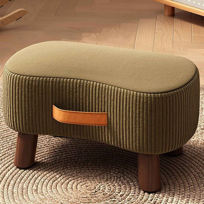 Contemporary Nordic Cuboid Portable Synthetic Fabric Pine Footstool Backless Armless For Living Room
