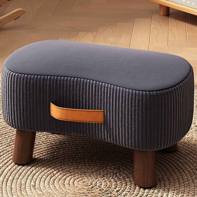 Contemporary Nordic Cuboid Portable Synthetic Fabric Pine Footstool Backless Armless For Living Room