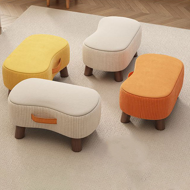 Contemporary Nordic Cuboid Portable Synthetic Fabric Pine Footstool Backless Armless For Living Room