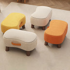 Contemporary Nordic Cuboid Portable Synthetic Fabric Pine Footstool Backless Armless For Living Room