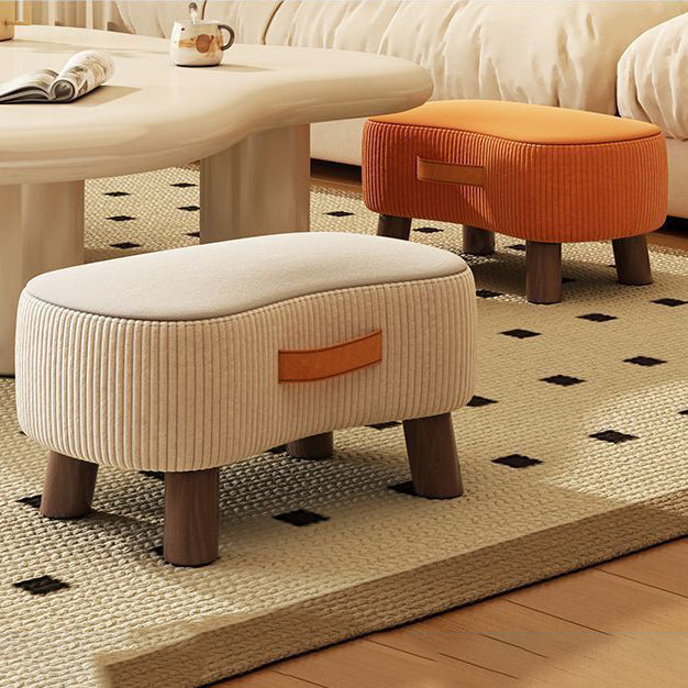 Contemporary Nordic Cuboid Portable Synthetic Fabric Pine Footstool Backless Armless For Living Room