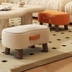 Contemporary Nordic Cuboid Portable Synthetic Fabric Pine Footstool Backless Armless For Living Room