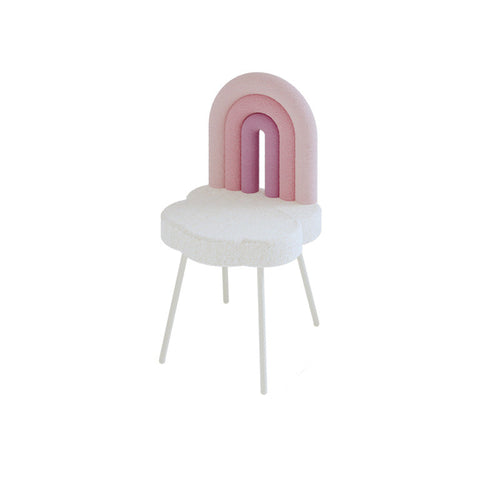 Contemporary Creative Rainbow Sherpa Fabric Iron Vanity Stool Backrest Armless For Bedroom