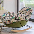 Luxurious Contemporary Nordic Velvet Recliner with Oval Curved Backrest and Sleek Armrests in Iron Pine Finish for Living Room