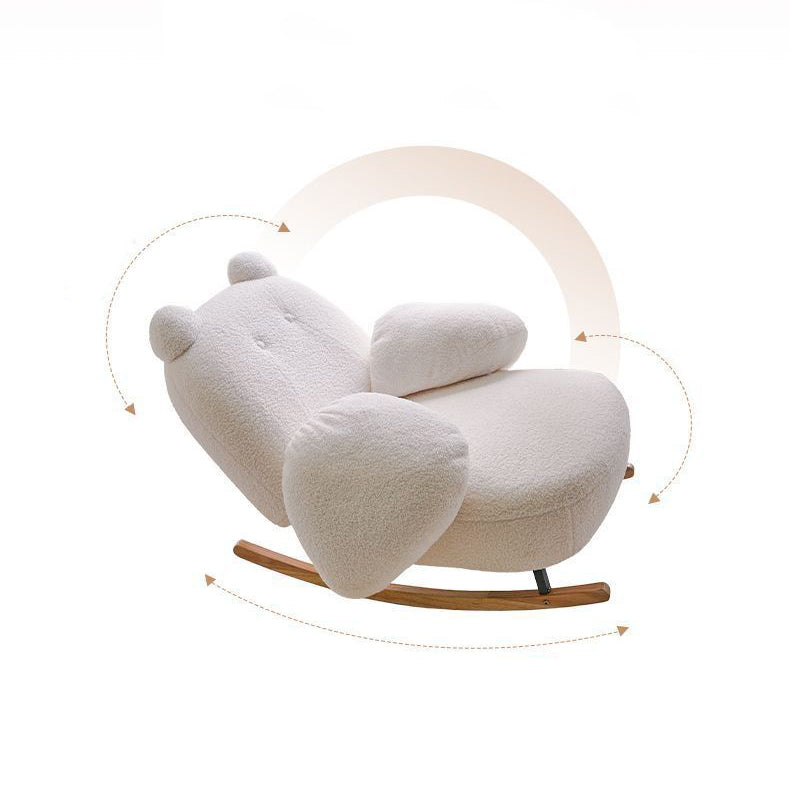 Sillón reclinable Nordic Contemporary Sherpa Bear con reposapiés, respaldo y reposabrazos – Tela de felpa, madera de caucho y estructura de acero al carbono para sala de estar