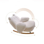 Sillón reclinable Nordic Contemporary Sherpa Bear con reposapiés, respaldo y reposabrazos – Tela de felpa, madera de caucho y estructura de acero al carbono para sala de estar