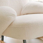 Sillón reclinable Nordic Contemporary Sherpa Bear con reposapiés, respaldo y reposabrazos – Tela de felpa, madera de caucho y estructura de acero al carbono para sala de estar