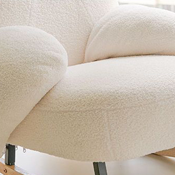 Sillón reclinable Nordic Contemporary Sherpa Bear con reposapiés, respaldo y reposabrazos – Tela de felpa, madera de caucho y estructura de acero al carbono para sala de estar