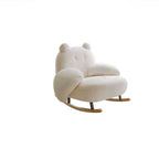 Sillón reclinable Nordic Contemporary Sherpa Bear con reposapiés, respaldo y reposabrazos – Tela de felpa, madera de caucho y estructura de acero al carbono para sala de estar