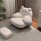 Sillón reclinable Nordic Contemporary Sherpa Bear con reposapiés, respaldo y reposabrazos – Tela de felpa, madera de caucho y estructura de acero al carbono para sala de estar