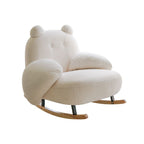 Sillón reclinable Nordic Contemporary Sherpa Bear con reposapiés, respaldo y reposabrazos – Tela de felpa, madera de caucho y estructura de acero al carbono para sala de estar