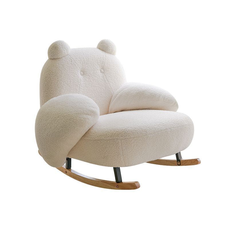 Sillón reclinable Nordic Contemporary Sherpa Bear con reposapiés, respaldo y reposabrazos – Tela de felpa, madera de caucho y estructura de acero al carbono para sala de estar