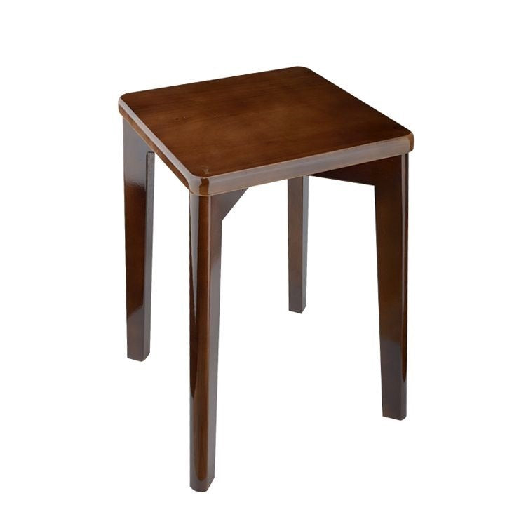 Sleek Modern Minimalist Square Rubberwood Low Stool, Backless & Armless for Dining Room