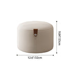 Contemporary Nordic Cylindrical Stool in Metal, Rubber Wood and Leather — Low, Backless, Armless for Living Room