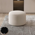 Contemporary Nordic Cylindrical Stool in Metal, Rubber Wood and Leather — Low, Backless, Armless for Living Room