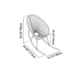 Traditional Vintage Oval Iron Frame Armless Rocking Chair with PE Rattan Weaving and Backrest for Living Room