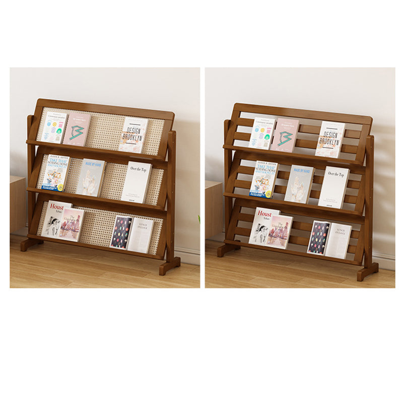 Contemporary Simplicity Square Oblique Bamboo Synthetic Rattan Weaving Bookshelf 3 - Tier For Living Room