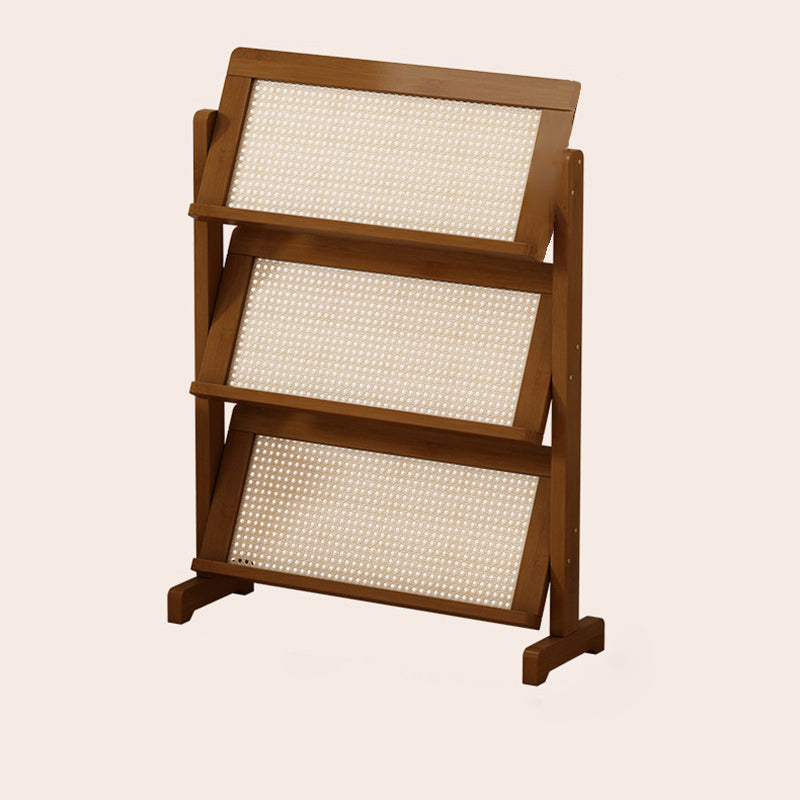 Contemporary Simplicity Square Oblique Bamboo Synthetic Rattan Weaving Bookshelf 3 - Tier For Living Room