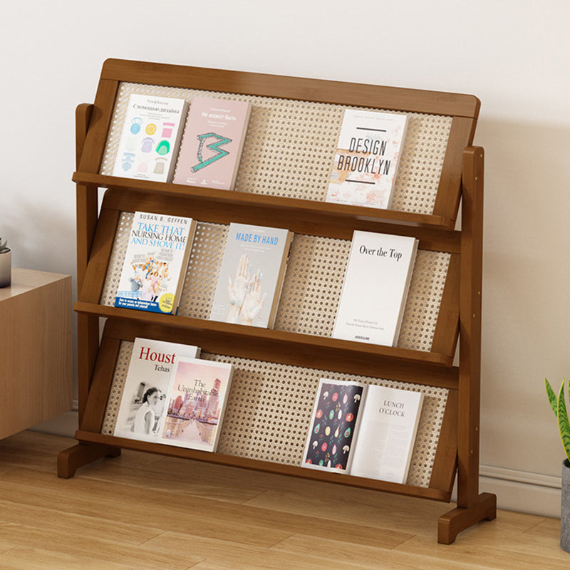 Contemporary Simplicity Square Oblique Bamboo Synthetic Rattan Weaving Bookshelf 3 - Tier For Living Room