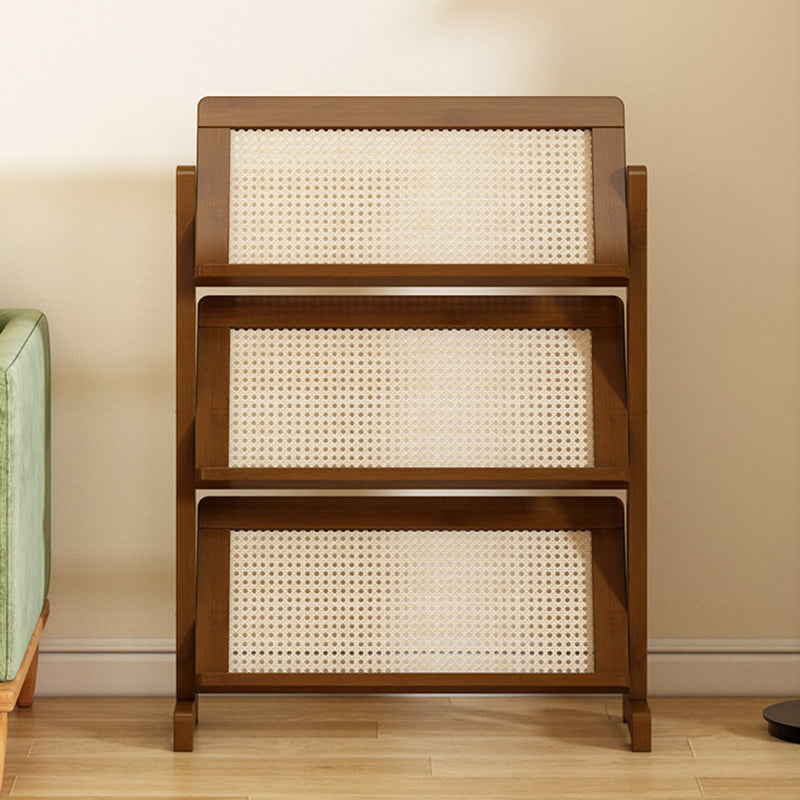 Contemporary Simplicity Square Oblique Bamboo Synthetic Rattan Weaving Bookshelf 3 - Tier For Living Room