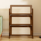 Contemporary Simplicity Square Oblique Bamboo Synthetic Rattan Weaving Bookshelf 3 - Tier For Living Room