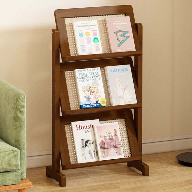 Contemporary Simplicity Square Oblique Bamboo Synthetic Rattan Weaving Bookshelf 3 - Tier For Living Room