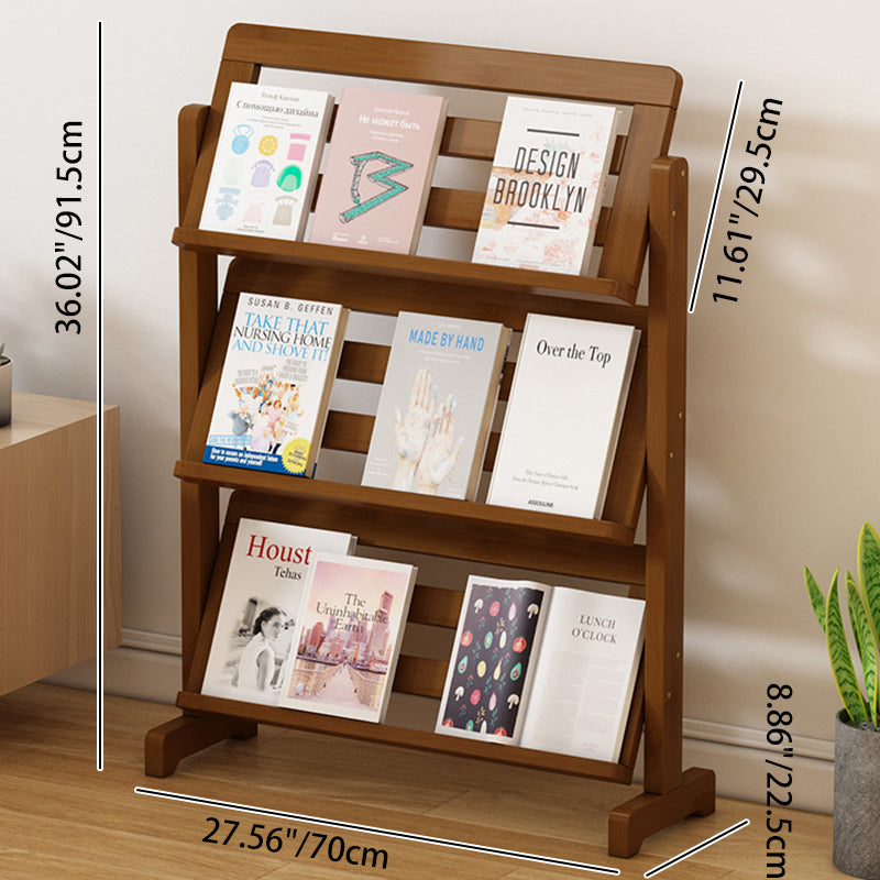 Contemporary Simplicity Square Oblique Bamboo Synthetic Rattan Weaving Bookshelf 3 - Tier For Living Room