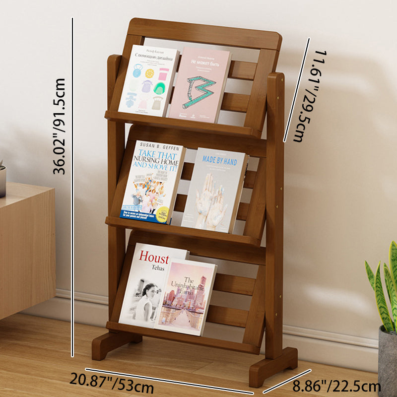 Contemporary Simplicity Square Oblique Bamboo Synthetic Rattan Weaving Bookshelf 3 - Tier For Living Room