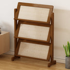 Contemporary Simplicity Square Oblique Bamboo Synthetic Rattan Weaving Bookshelf 3 - Tier For Living Room