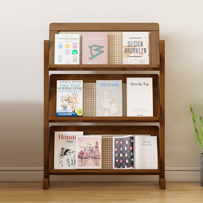 Contemporary Simplicity Square Oblique Bamboo Synthetic Rattan Weaving Bookshelf 3 - Tier For Living Room