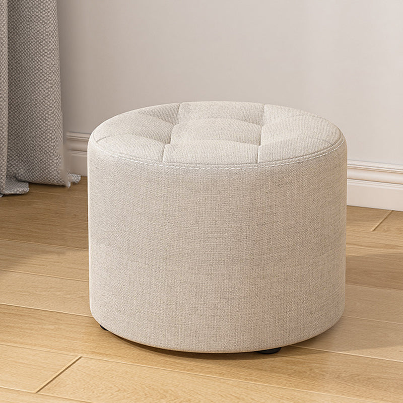 Taburete bajo moderno minimalista redondo de madera maciza con esponja de lino y algodón, sin respaldo ni brazos, para sala de estar