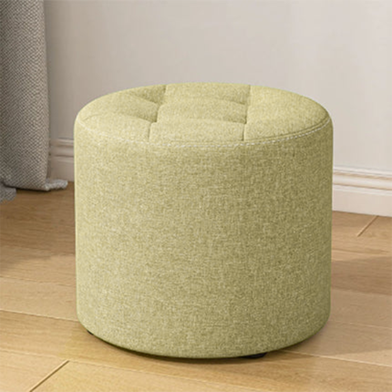 Modern Minimalist Round Solid Wood Cotton Linen Sponge Low Stool Backless Armless For Living Room
