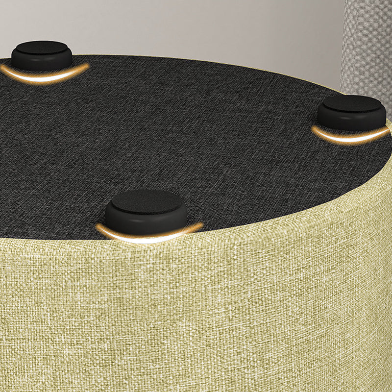 Taburete bajo moderno minimalista redondo de madera maciza con esponja de lino y algodón, sin respaldo ni brazos, para sala de estar