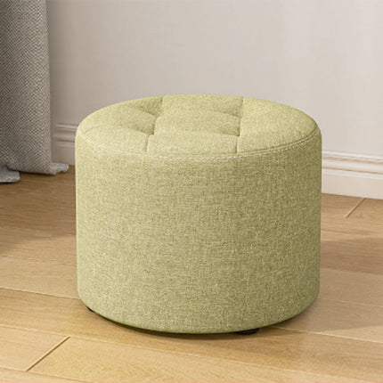 Modern Minimalist Round Solid Wood Cotton Linen Sponge Low Stool Backless Armless For Living Room