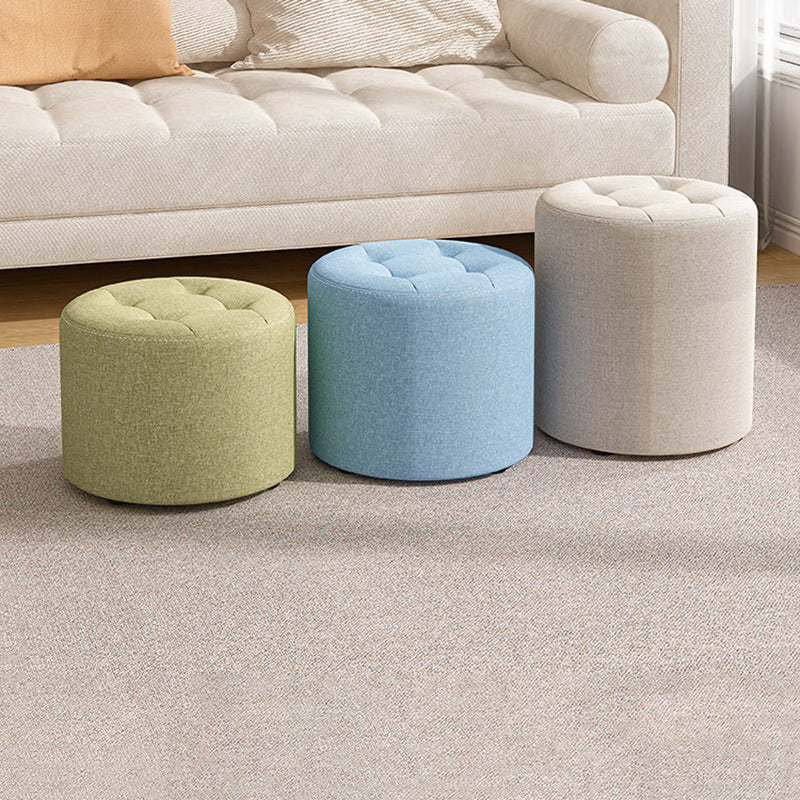 Taburete bajo moderno minimalista redondo de madera maciza con esponja de lino y algodón, sin respaldo ni brazos, para sala de estar